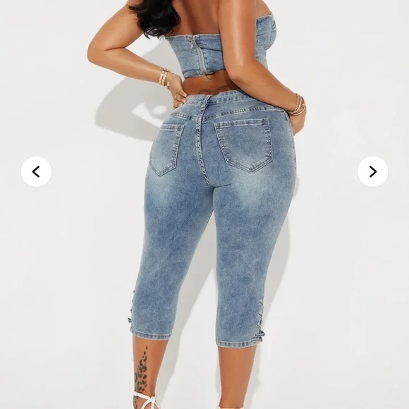 Wait For Me Denim Capri Set - Medium Wash Small - Picture 5 of 9